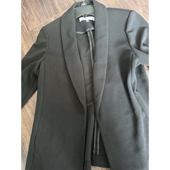 Kasper Women's Crosshatch Shawl-Collar Open-Front Jacket Work Blazer Black PS - Picture 7 of 7